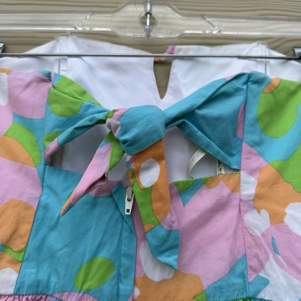 Lilly Pulitzer Y2K Floral Strapless Dress Sz4 Bow Back Fit Flare Preppy Cottage - Picture 10 of 10
